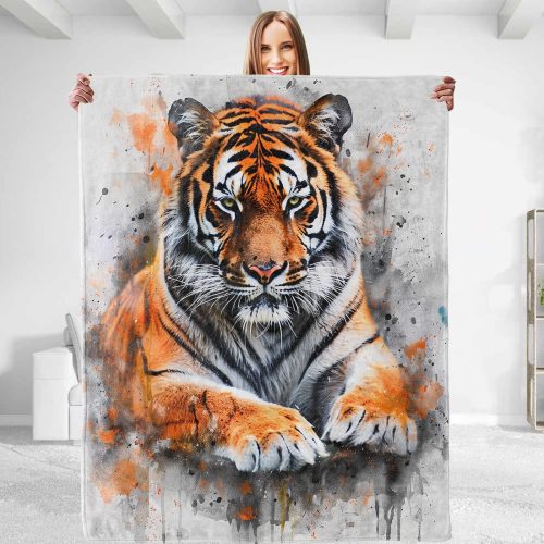 Watercolor Tiger Print Blanket