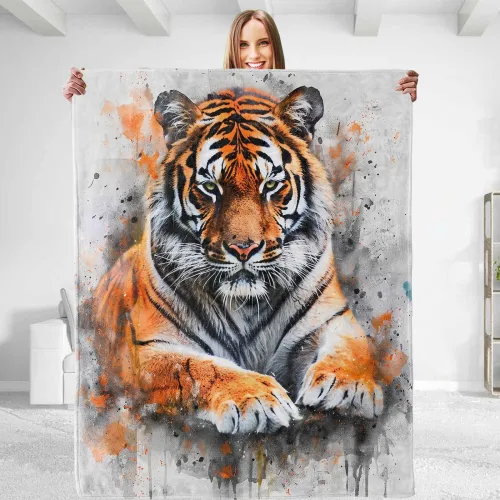 Watercolor Tiger Print Blanket