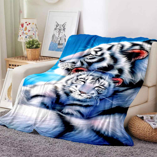 Mom And Baby Tiger Print Blanket