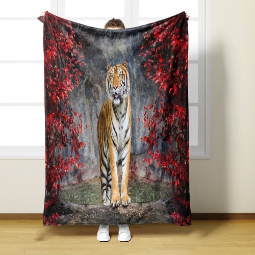 Floral Tiger Print Blanket