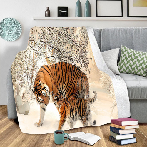 Tiger Mom And Baby Print Blanket