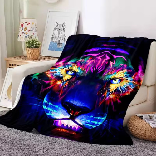 Colorful Tiger Print Blanket