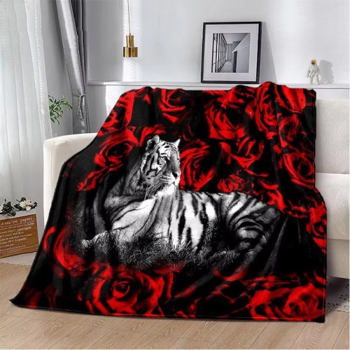Tiger Rose Print Blanket