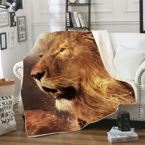Fire Lion Print Blanket