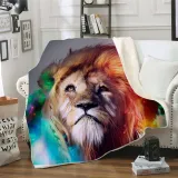 Colorful Lion Print Blanket