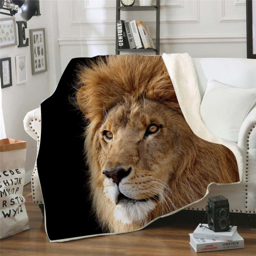 Lion Face Print Blanket