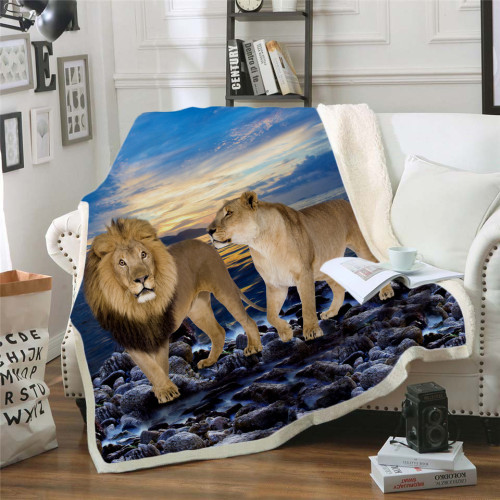 Lion Queen And King Blanket