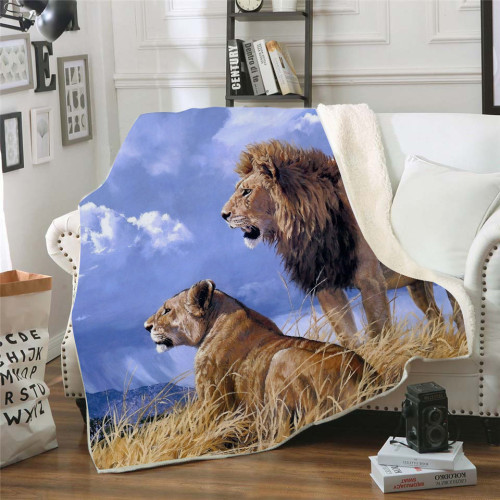 Lion King And Queen Print Blanket