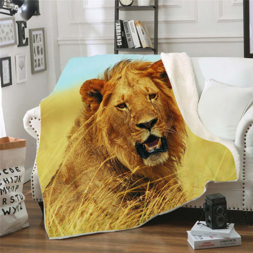 Wildlife Lion Print Blanket