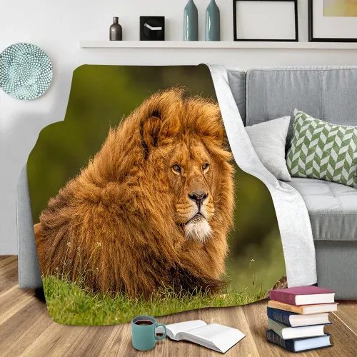 Lion Print Fluffy Blanket