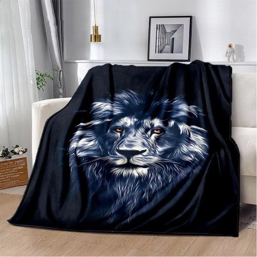 Lion Head Print Blanket