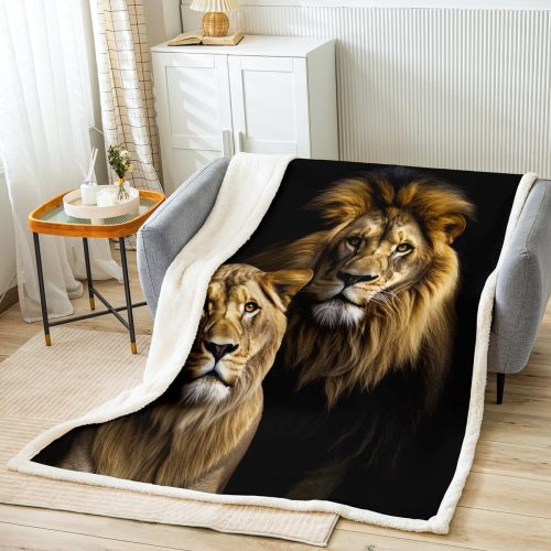Couples Lion Print Blanket