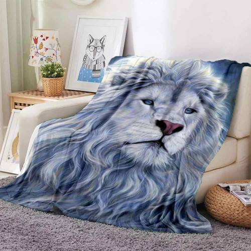 White Lion Print Blanket