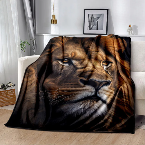 Lion Face Print Blanket