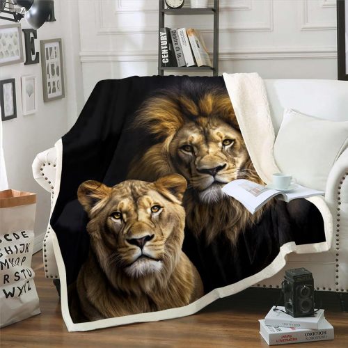 Couples Lion Print Blanket