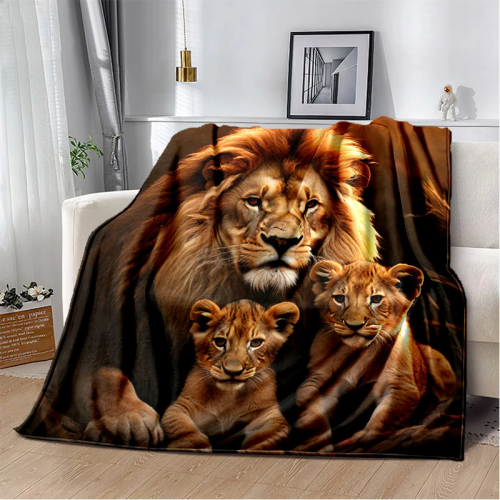 Dad And Sons Lion Blanket