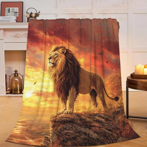 Wildlife Lion Print Blanket