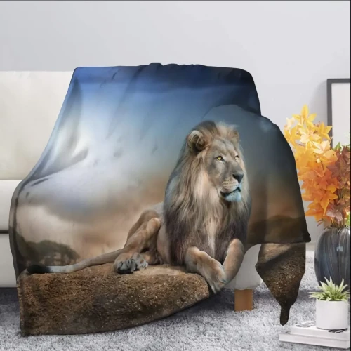 Couch Lion Print Blanket