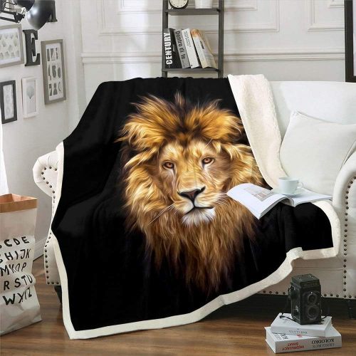 Black Lion Print Blanket