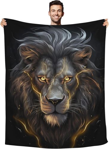 Lightning Lion Print Blanket