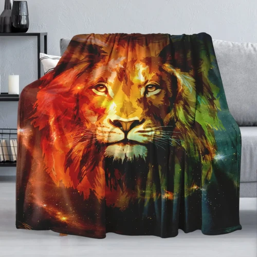 Colorful Lion Print Blanket