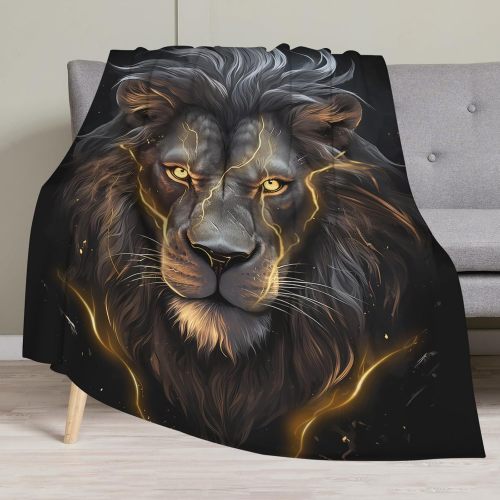 Lightning Lion Print Blanket