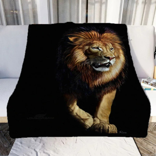 Cool Lion Print Blanket