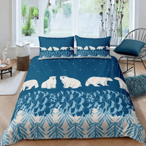 Cartoon Bear Print Bed Set