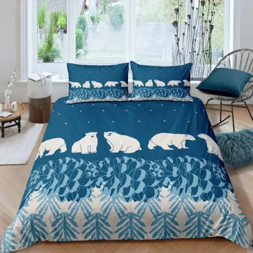 Cartoon Bear Print Bed Set
