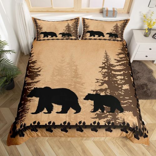 Retro Brown Bear Paws Bed Set