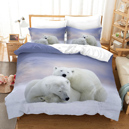 Cute Polar Bears Print Bed Set