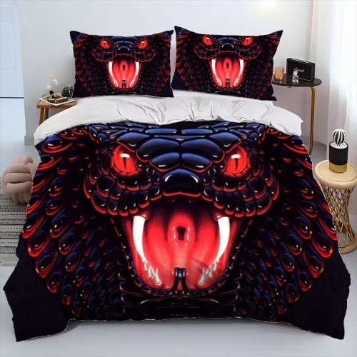 Scary Snake Print Bed Set