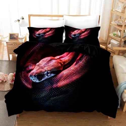 Red Snake Print Bed Set
