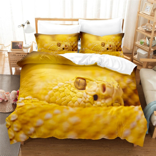 Yellow Snake Print Bed Set
