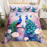 Peacock Couples Print Bed Set