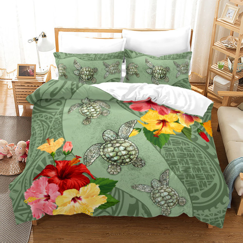 Cute Turtle Floral Bed Set