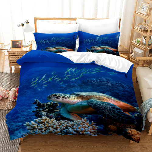 Sea Turtle Print Bed Set