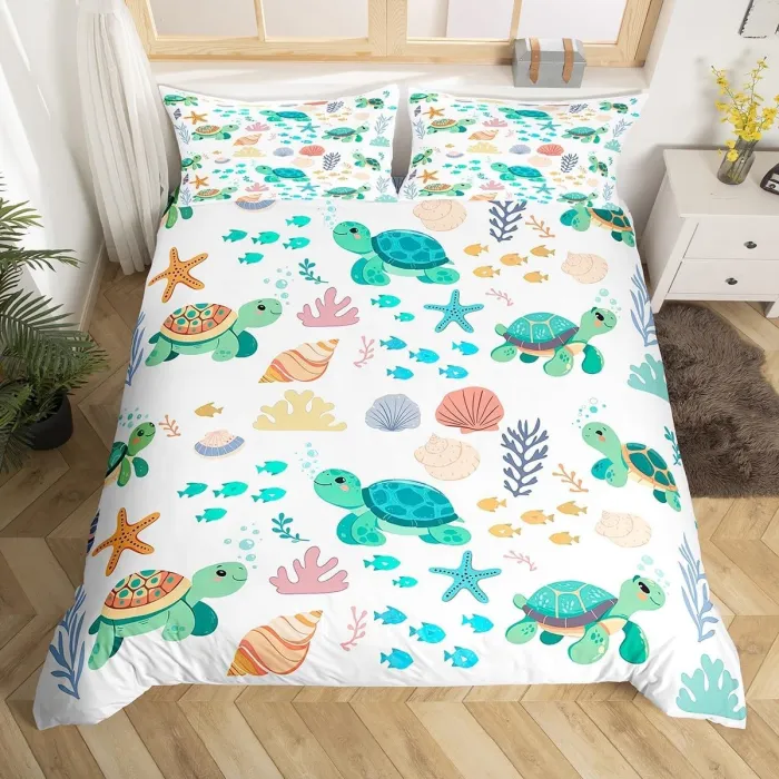 Cartoon Turtles Bed Set
