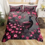 Wild Peacock Print Bed Set