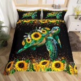 Sunflowers Turtle Print Bed Set