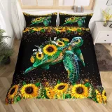 Sunflowers Turtle Print Bed Set