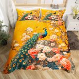 Bohemian Peacock Print Bed Set