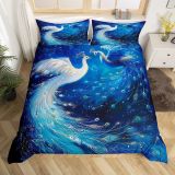 Galaxy Peacock Couples Duvet Cover