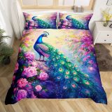 Fairy Peacock Print Bed Set