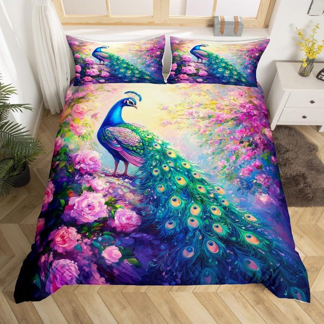 Fairy Peacock Print Bed Set