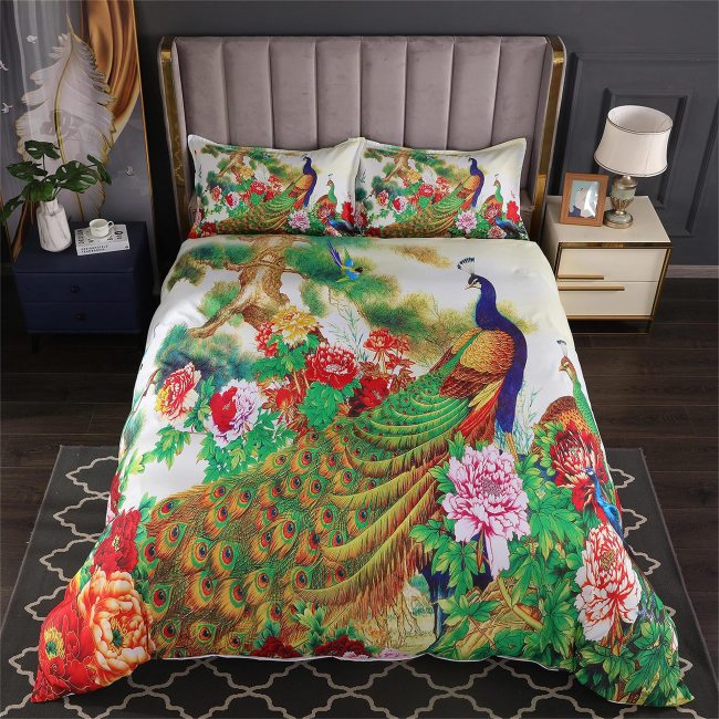 Peacock Pine Tree Floral Bed Set