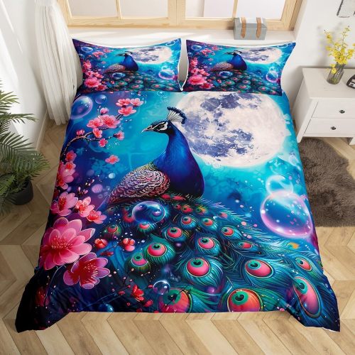 Moon Peacock Print Bed Set