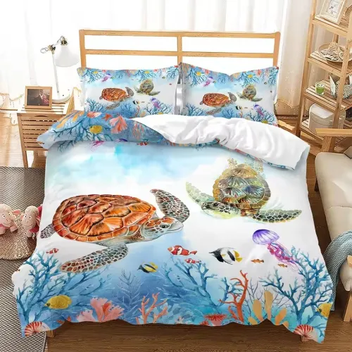 Tropical Cartoon Turtle Bed Set