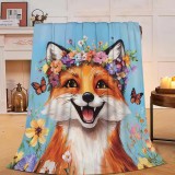 Smiling Fox Print Blanket