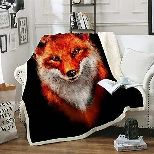 Red Fox Print Blanket